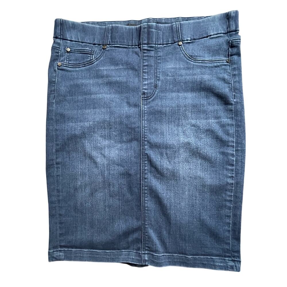 Liverpool Women 8 Knee Length Stretch Denim Skirt EUC Clean Girl Western Neutral